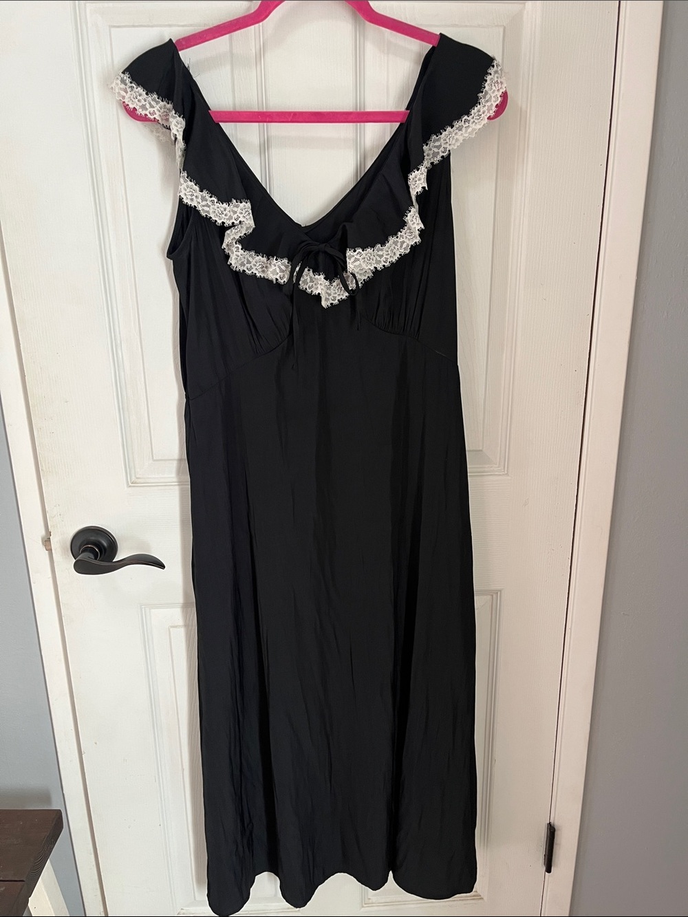 Universal thread midi a line dress with lace trim
